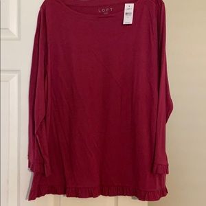 NWT Loft 3/4 Sleeve Shirt w/ Ruffle Trim Size XL